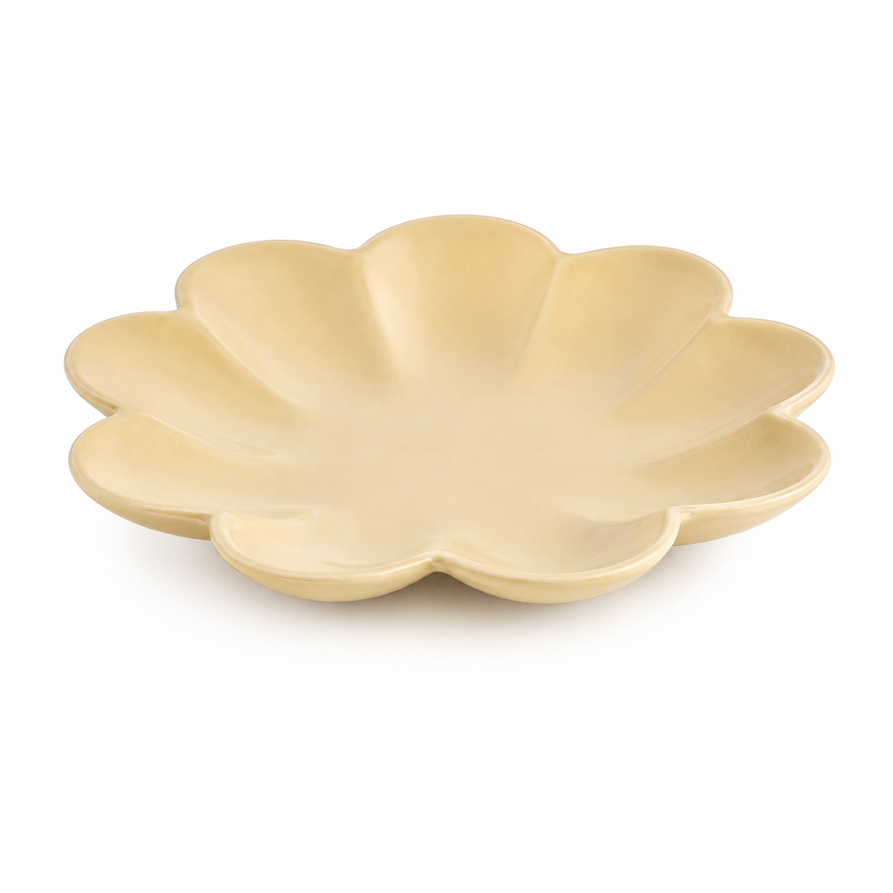 Modern Aluminium Decorative Tray | Beige Flower Centerpiece