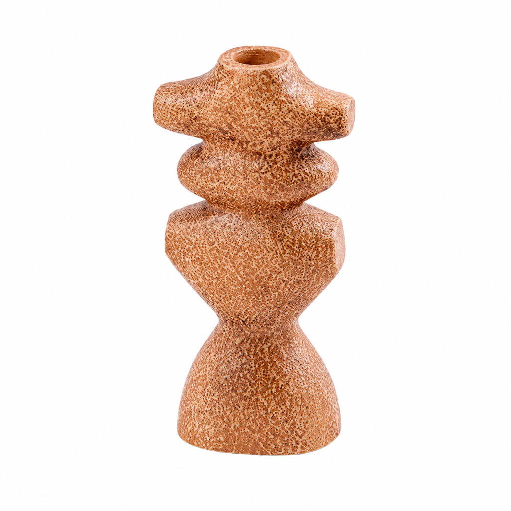 Brown Textured Aluminium Candle Holder
