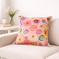Printed & Embroidered Cotton Cushion- Bloom Design- 45x45 cm