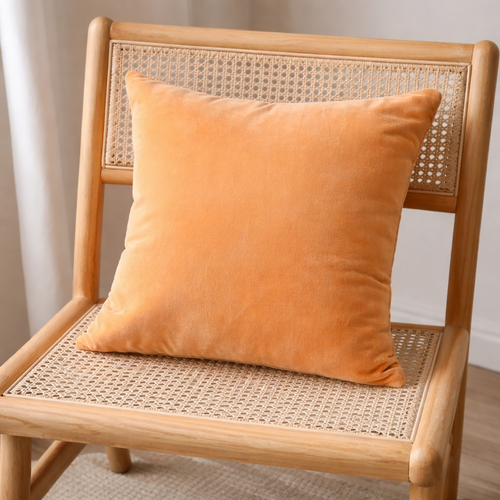 Velvet Cotton Cushion- Ochre Mustard- 45x45 cm