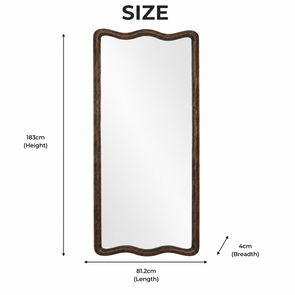 Soft Wave Full Length Mango Wood Mirror 80x180cm