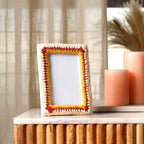 Golden Amber Beaded Photo Frame 4x6 Inch, Artisan