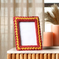Amber Harvest Crochet Photo Frame 5x7 Inch, Orange