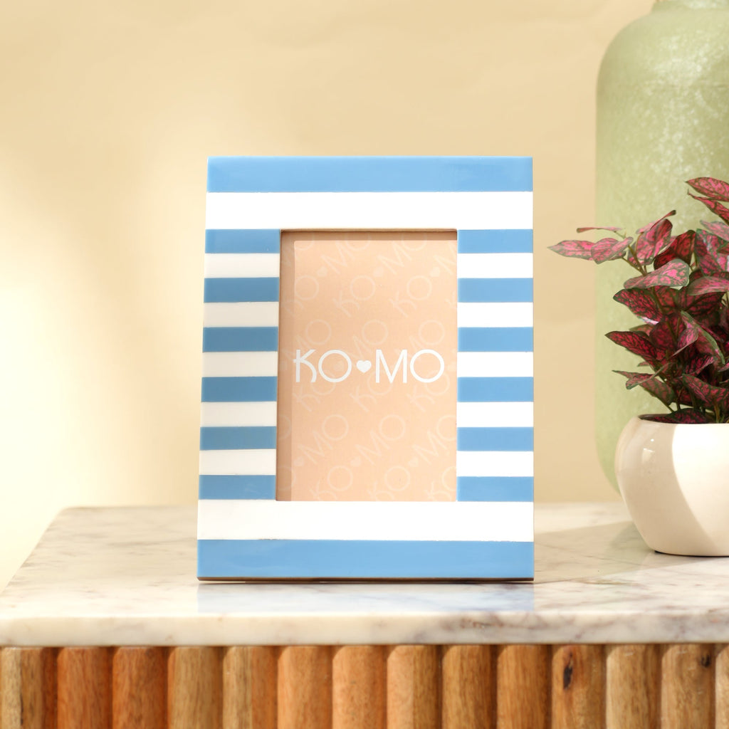 Blue Striped Resin Photo Frame 4x6 Inch