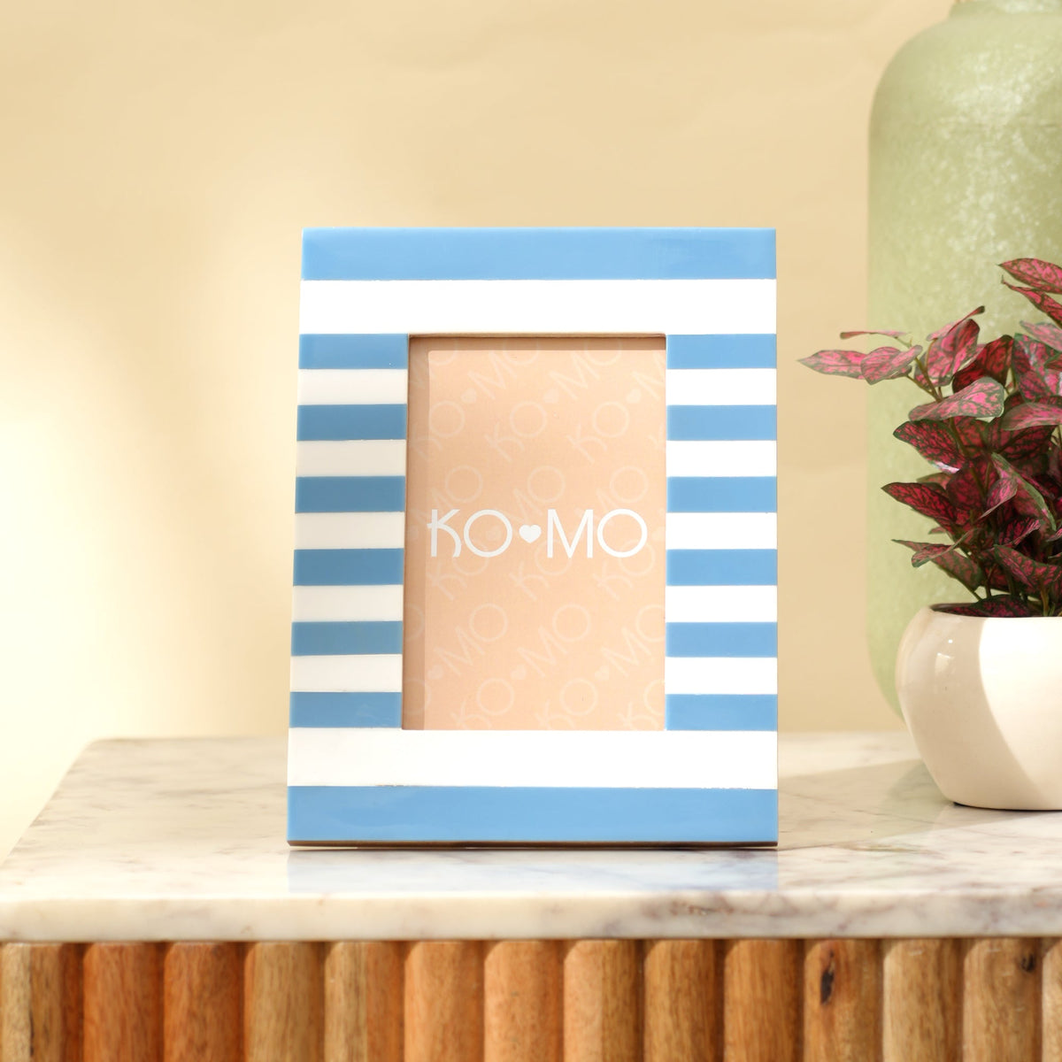 Blue Striped Resin Photo Frame 4x6 Inch