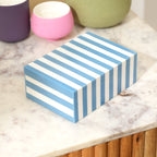 Blue Striped Resin Storage Box 17cm Glossy MDF