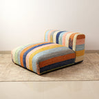 Striped Cotton Floor Daybed with Backrest 102cm