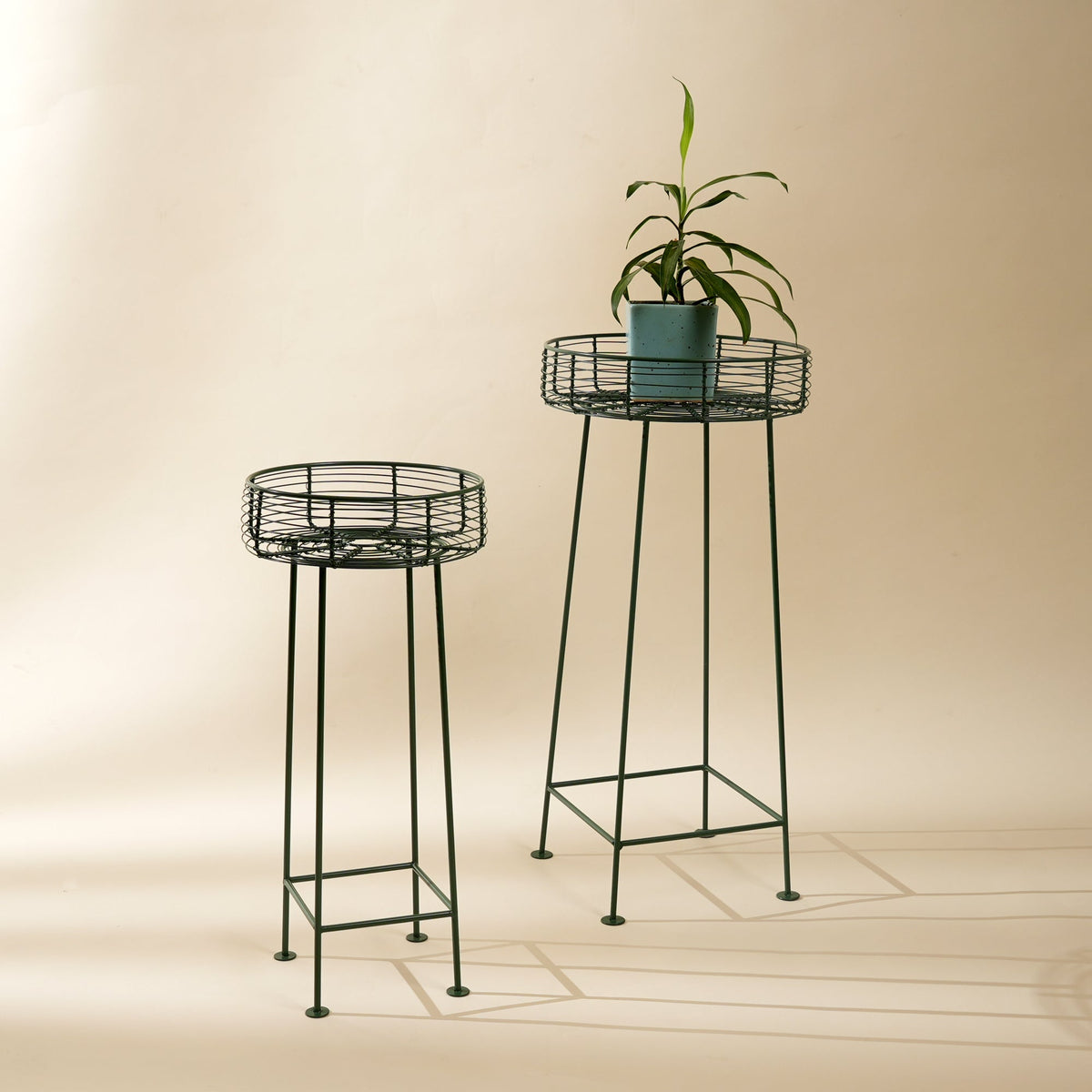 Green Round Decorative Planters Set of 2
