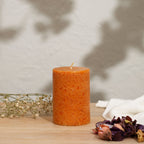 Grapefruit & Ginger Marble Pillar Candle, Ochre