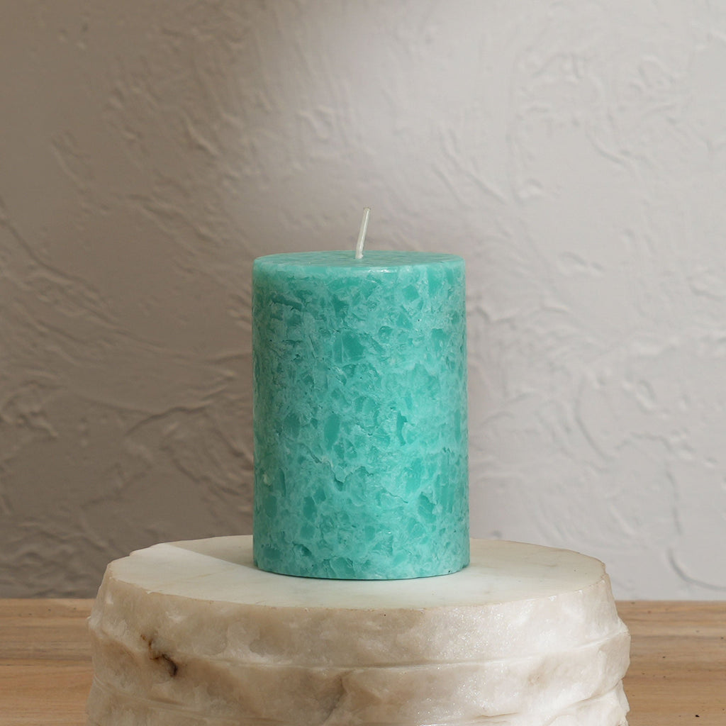 Sea Salt Marble Pillar Candle, Ocean Mist Fragrance
