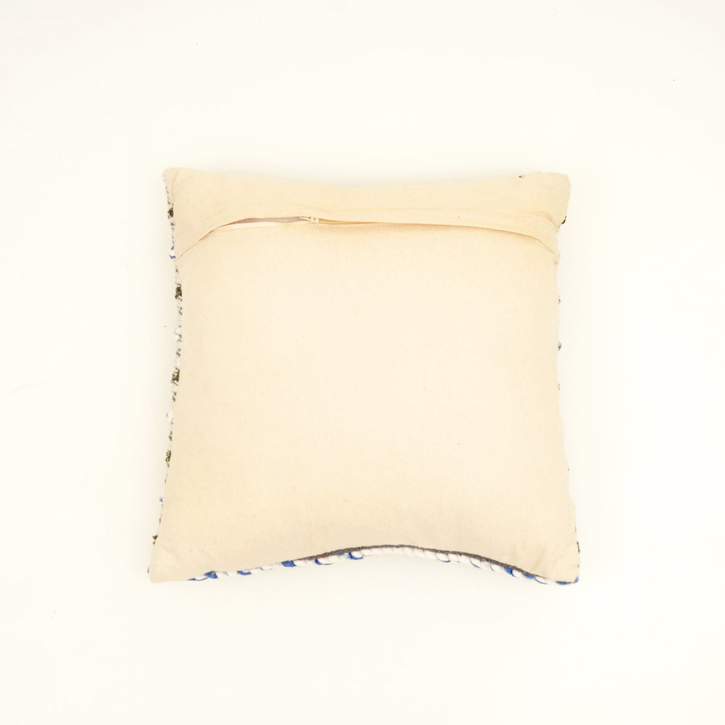 Ivory, Blue & Charcoal Handwoven Cushion Cover