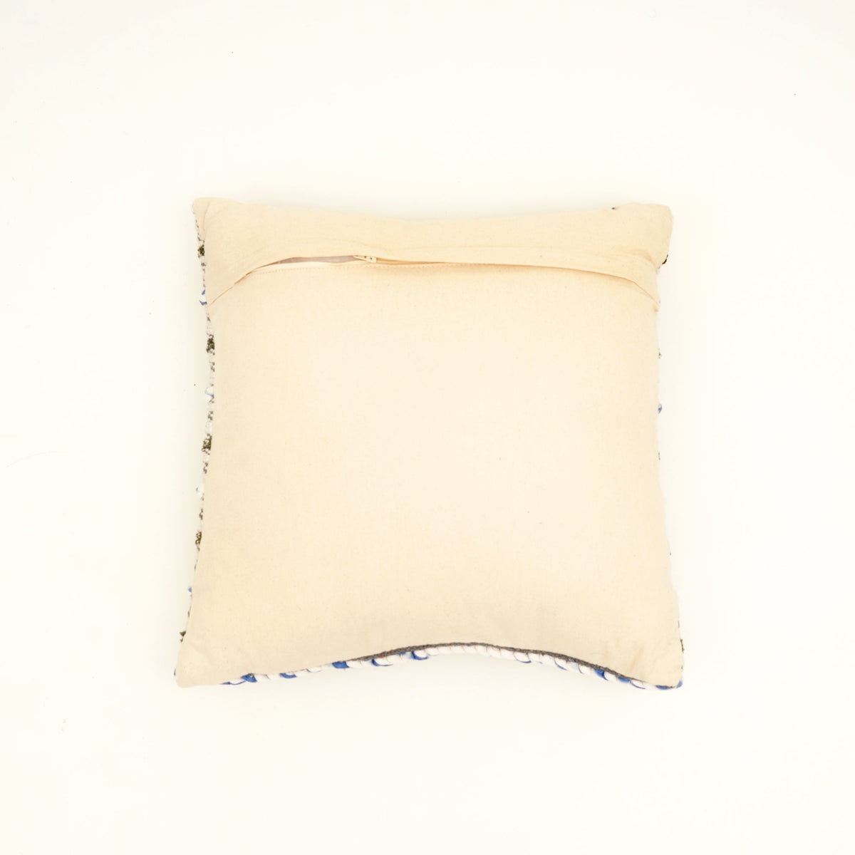 Ivory, Blue & Charcoal Handwoven Cushion Cover