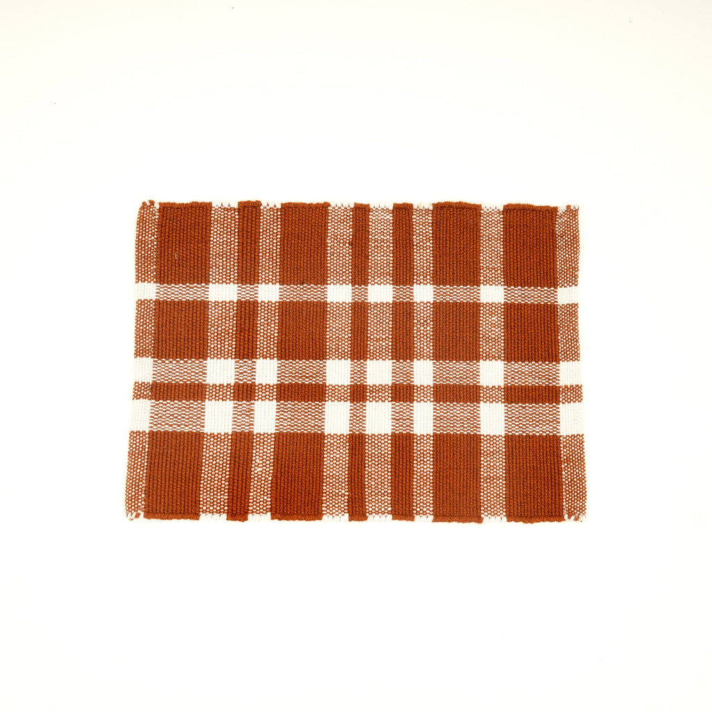 Rust Checker Stripe Polyester Placemat for Dining
