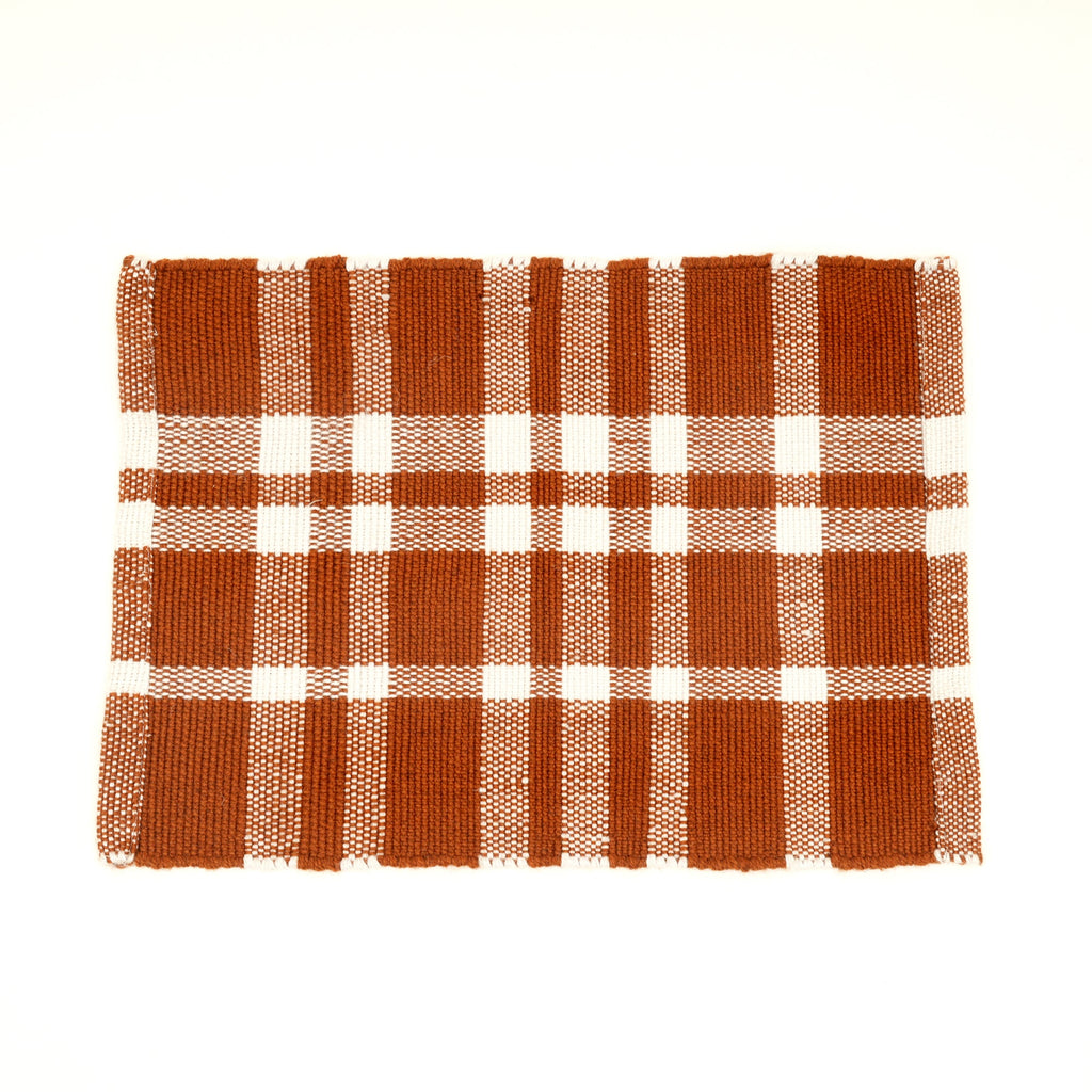 Rust Checker Stripe Polyester Placemat for Dining