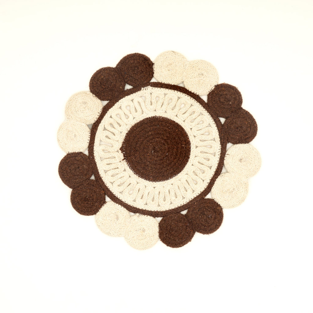 Brown Cotton Braided Round Placemat, Handcrafted