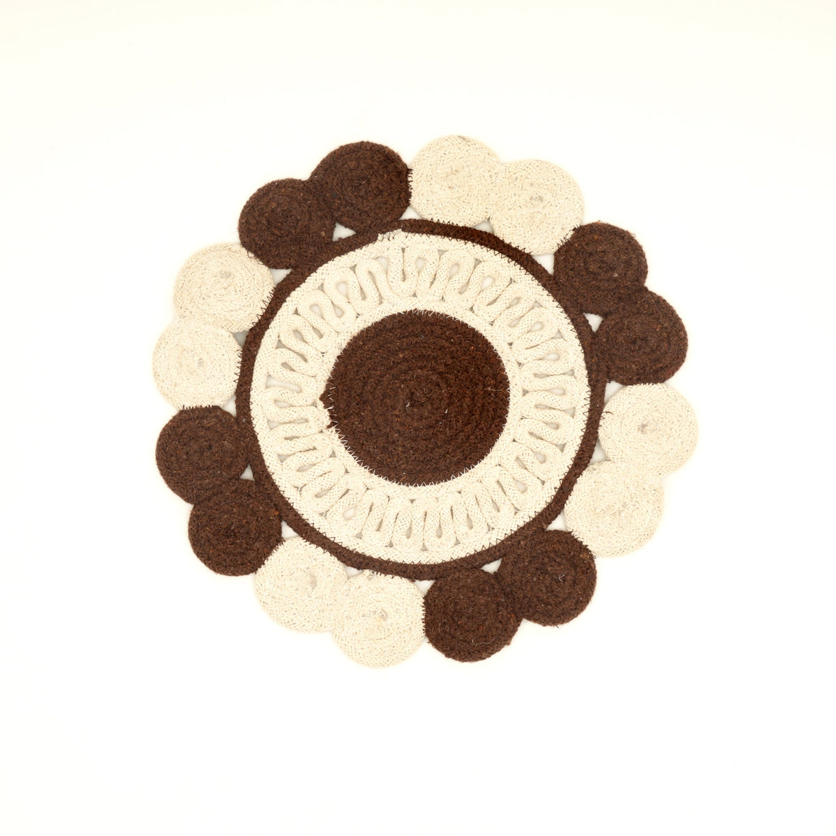 Brown Cotton Braided Round Placemat, Handcrafted
