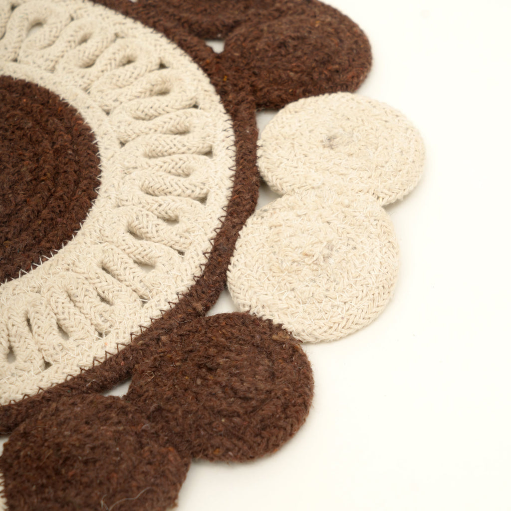 Brown Cotton Braided Round Placemat, Handcrafted