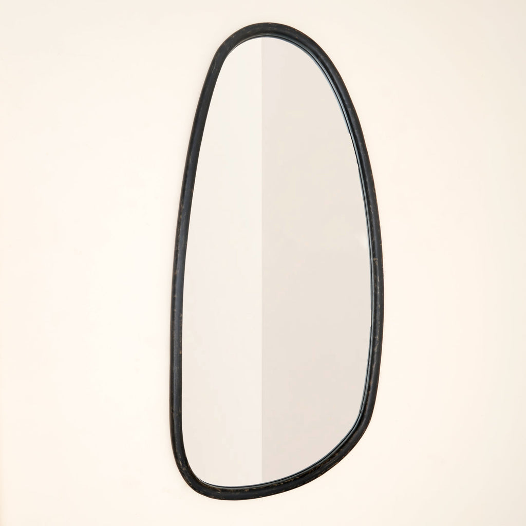 Abstract Wall Mirror in Black Wash Mango Wood