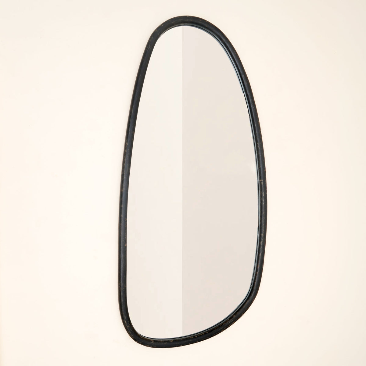 Abstract Wall Mirror in Black Wash Mango Wood