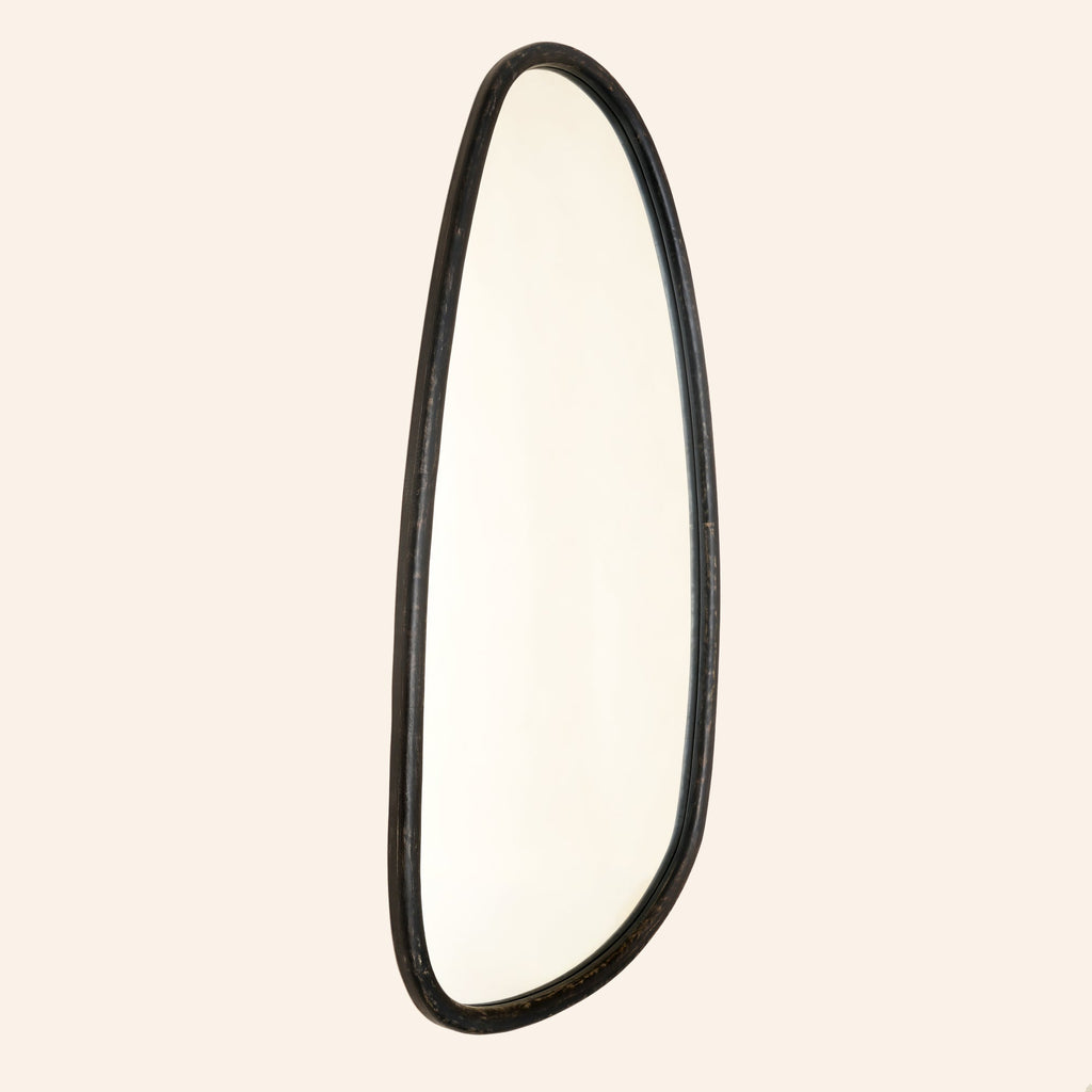Abstract Wall Mirror in Black Wash Mango Wood