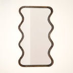 Wave Frame Mirror in Antique Brown Mango Wood 90x180cm