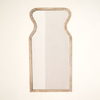 Curved Neck Wall Mirror in Antique White Mango Wood