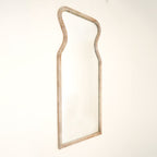 Curved Neck Wall Mirror in Antique White Mango Wood
