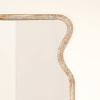 Curved Neck Wall Mirror in Antique White Mango Wood