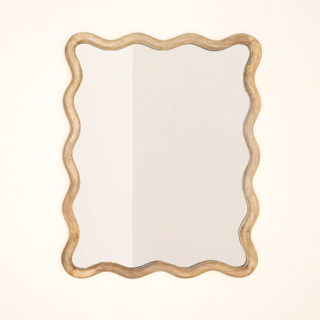 Wavy Rattan Wall Mirror in Mango Wood 90x120cm