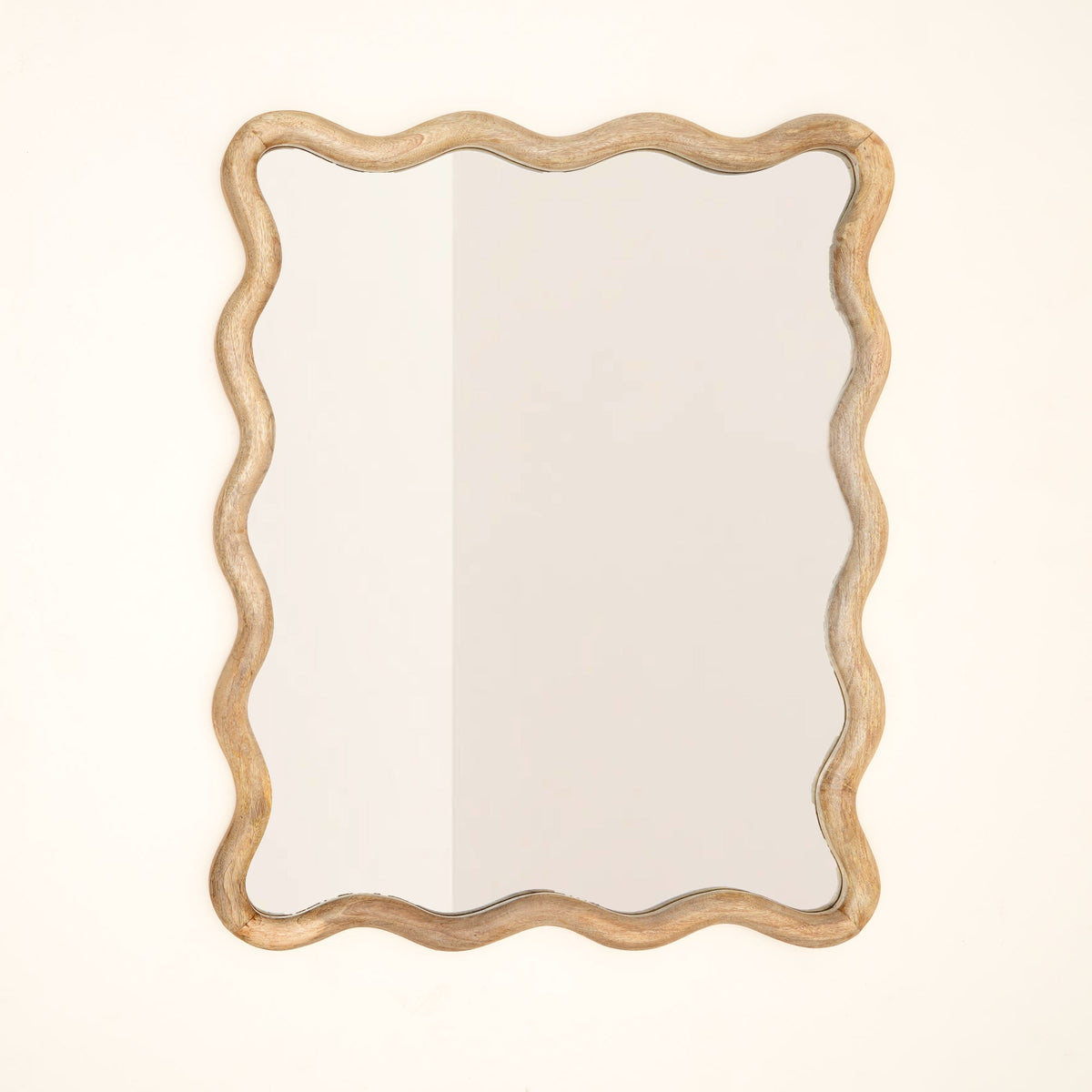 Wavy Rattan Wall Mirror in Mango Wood 90x120cm