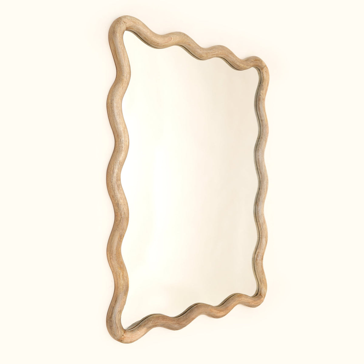 Wavy Rattan Wall Mirror in Mango Wood 90x120cm