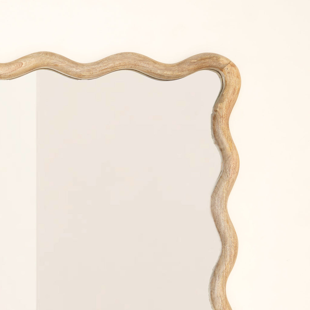 Wavy Rattan Wall Mirror in Mango Wood 90x120cm
