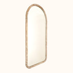 Semi Round Wall Mirror in Antique White Mango Wood