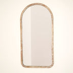 Semi Round Wall Mirror in Antique White Mango Wood