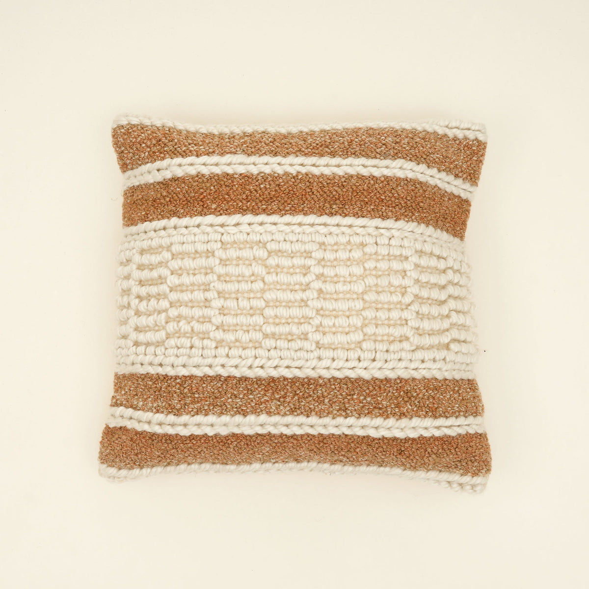 Beige & Ivory Handwoven Decorative Cushion Cover