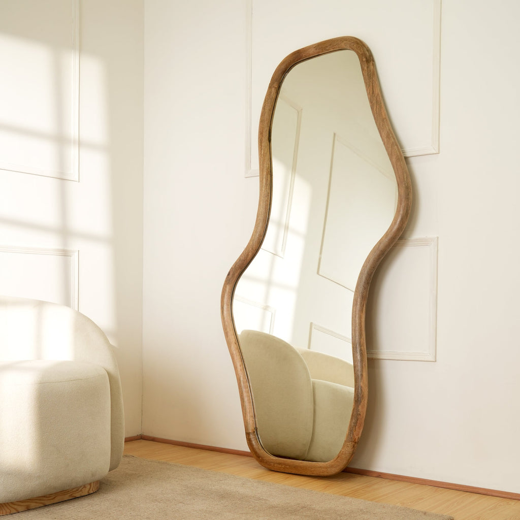 Smooth Curve Mango Wood Wall Mirror 90x170cm