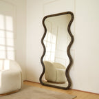 Wave Frame Mirror in Antique Brown Mango Wood 90x180cm