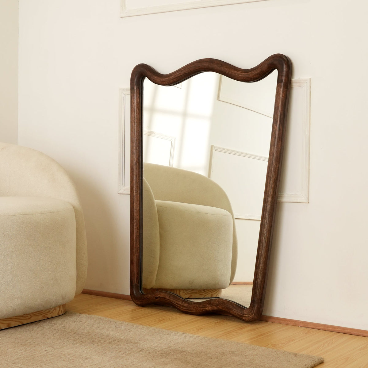 Soft Wave Mango Wood Wall Mirror 75x100cm
