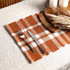 Rust Checker Stripe Polyester Placemat for Dining