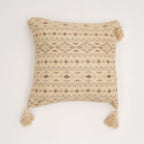 Misty Dune Woven Cushion with Tassels, Beige 45x45 cm
