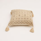 Misty Dune Woven Cushion with Tassels, Beige 45x45 cm