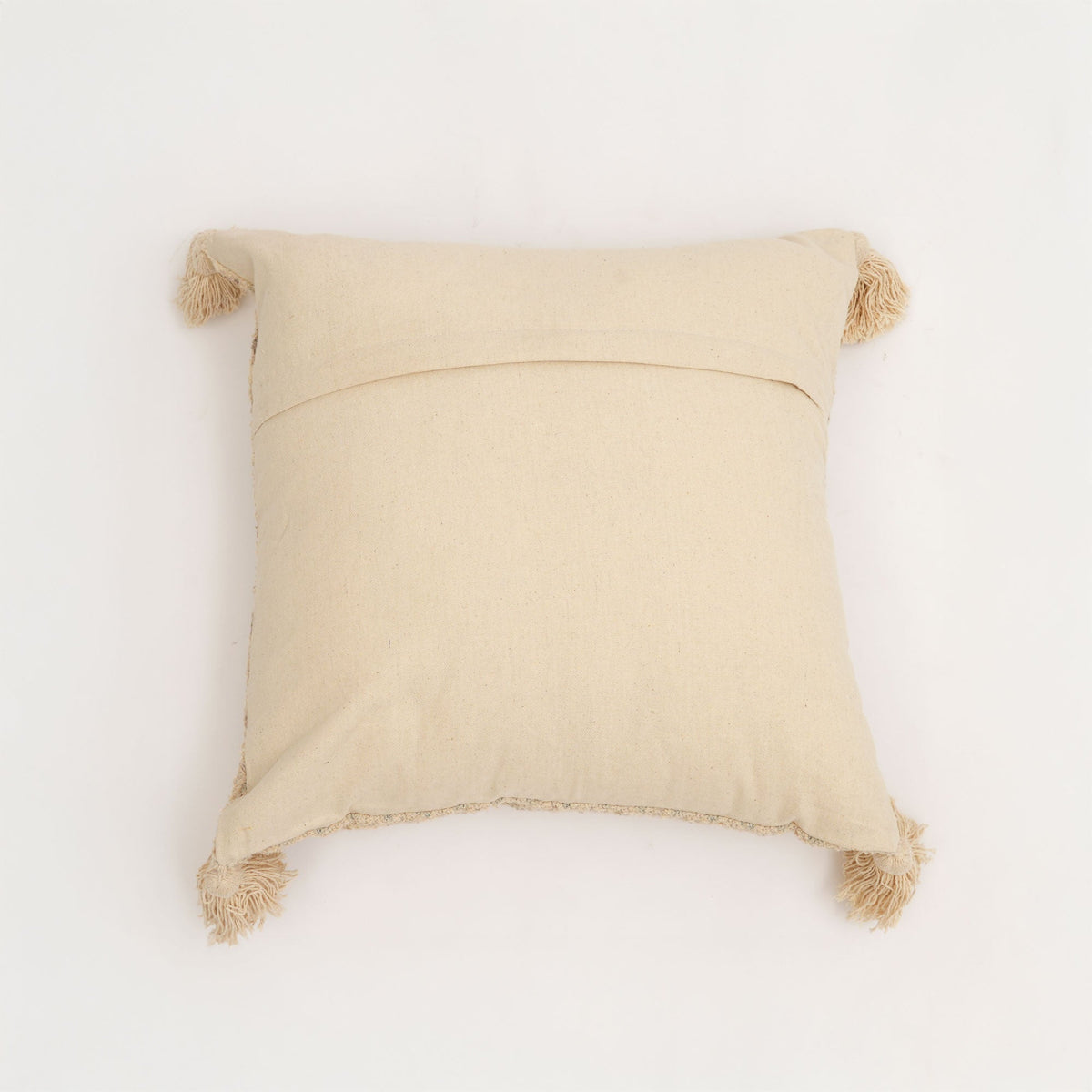 Misty Dune Woven Cushion with Tassels, Beige 45x45 cm
