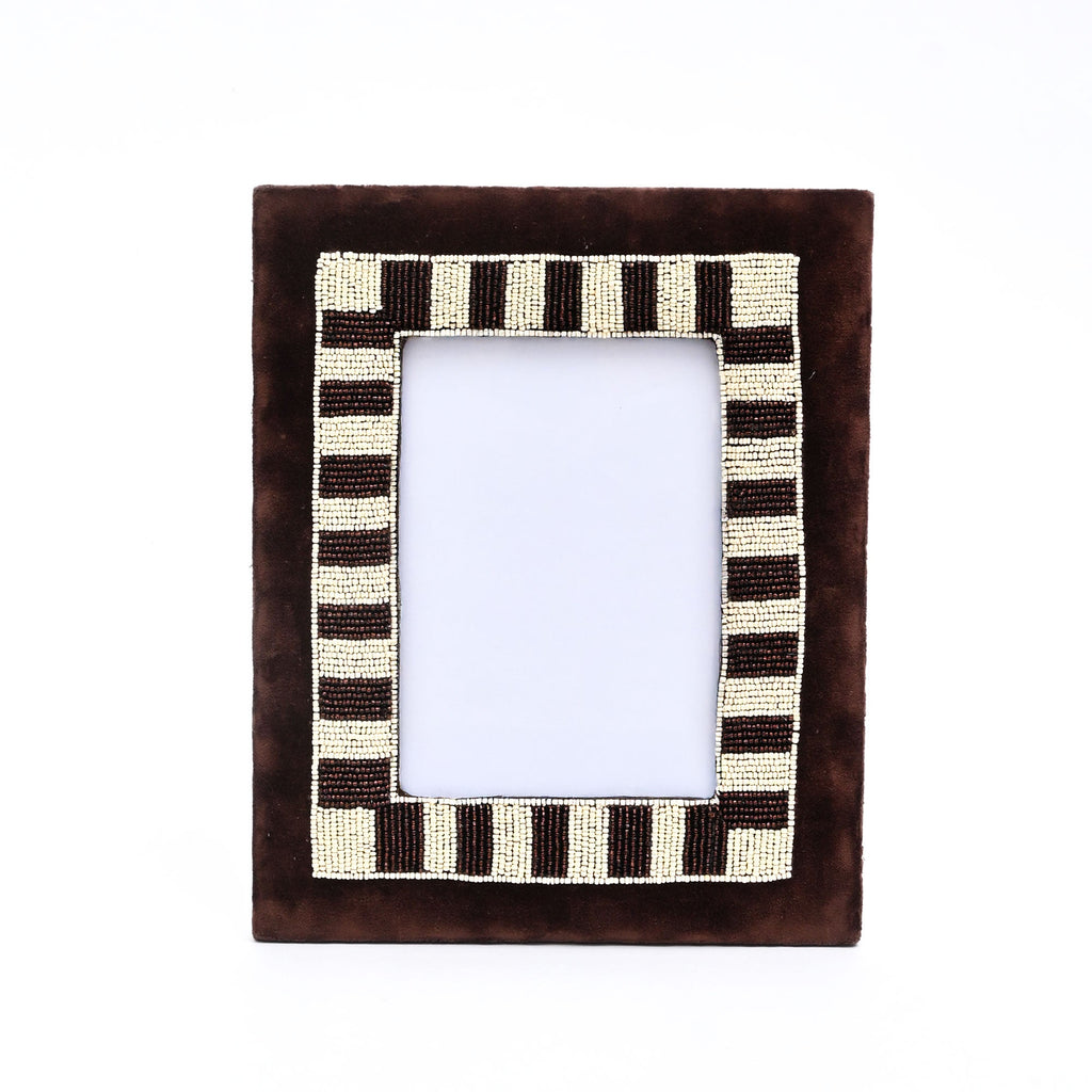 Classic Mocha Striped Photo Frame 5x7 Inch, Brown