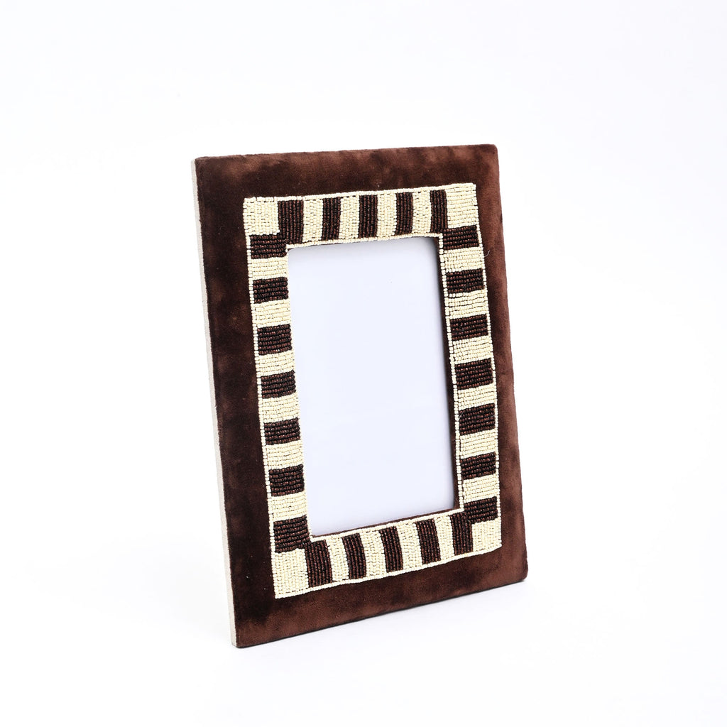 Classic Mocha Striped Photo Frame 5x7 Inch, Brown
