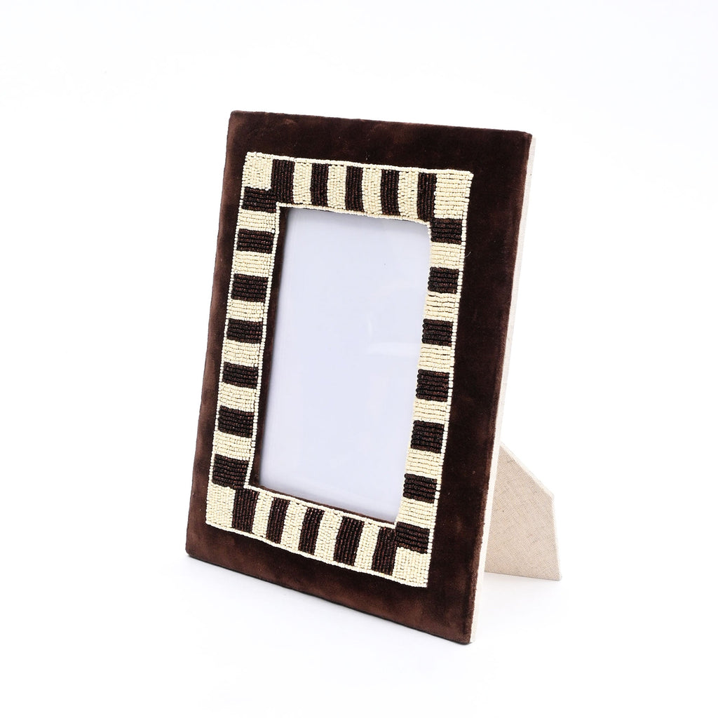 Classic Mocha Striped Photo Frame 5x7 Inch, Brown