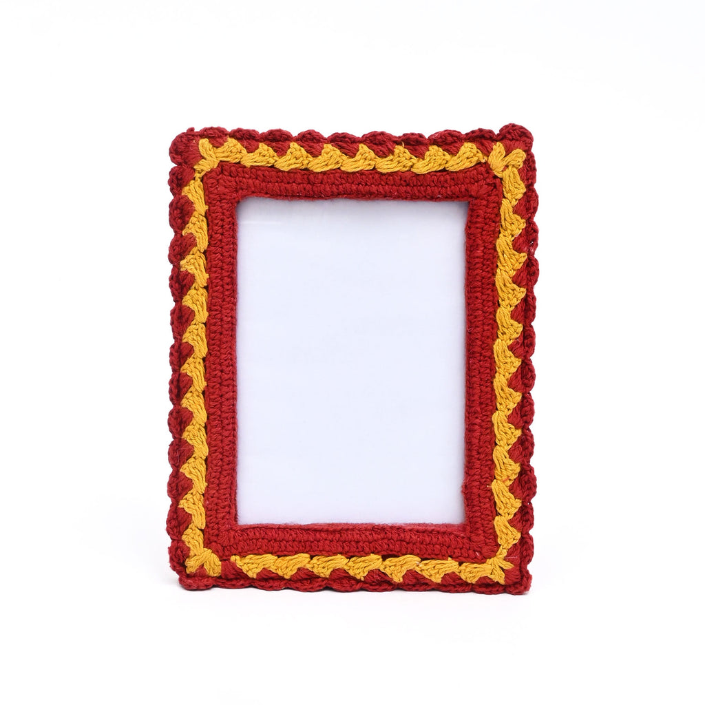 Amber Harvest Crochet Photo Frame 5x7 Inch, Orange