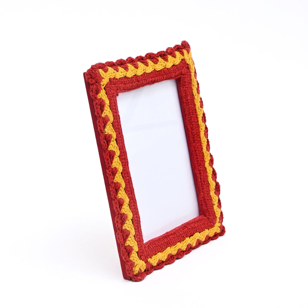Amber Harvest Crochet Photo Frame 5x7 Inch, Orange