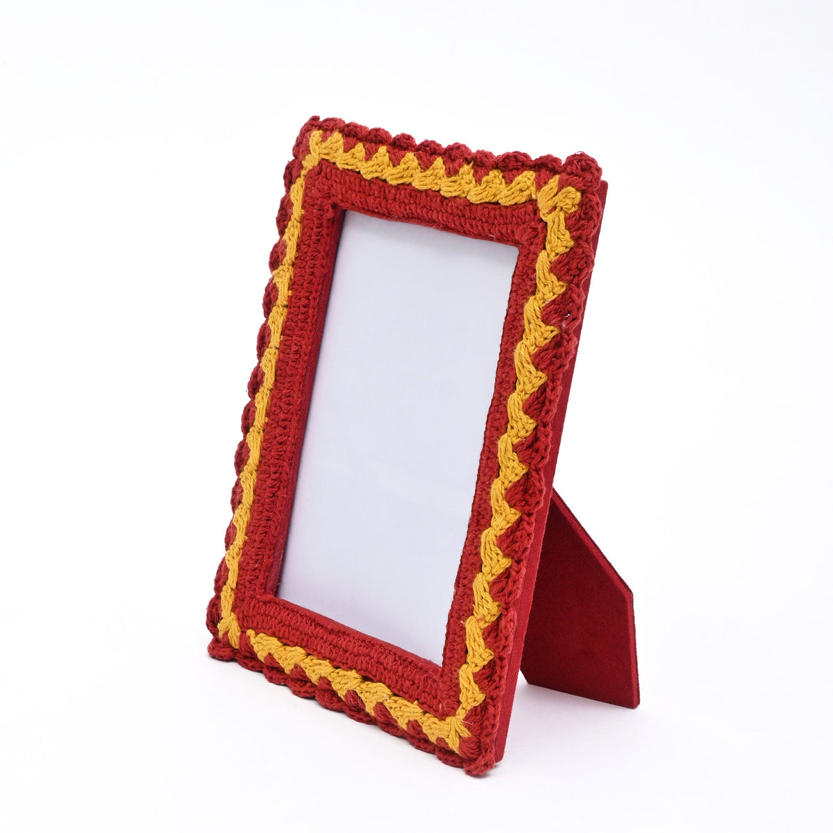 Amber Harvest Crochet Photo Frame 5x7 Inch, Orange