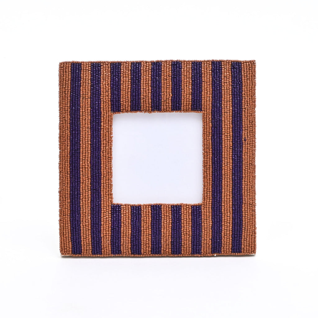 Royal Plum & Cocoa Beaded Photo Frame 4x4 Inch