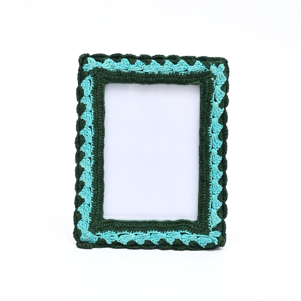 Sage Serenity Crochet Photo Frame 5x7 Inch, Green
